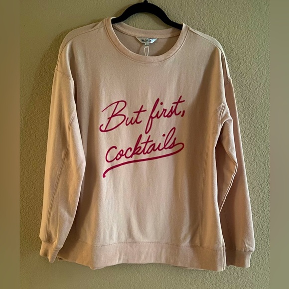 NWT Wildfox But First Cocktails Sweatshirt Size S Pink - Picture 1 of 6